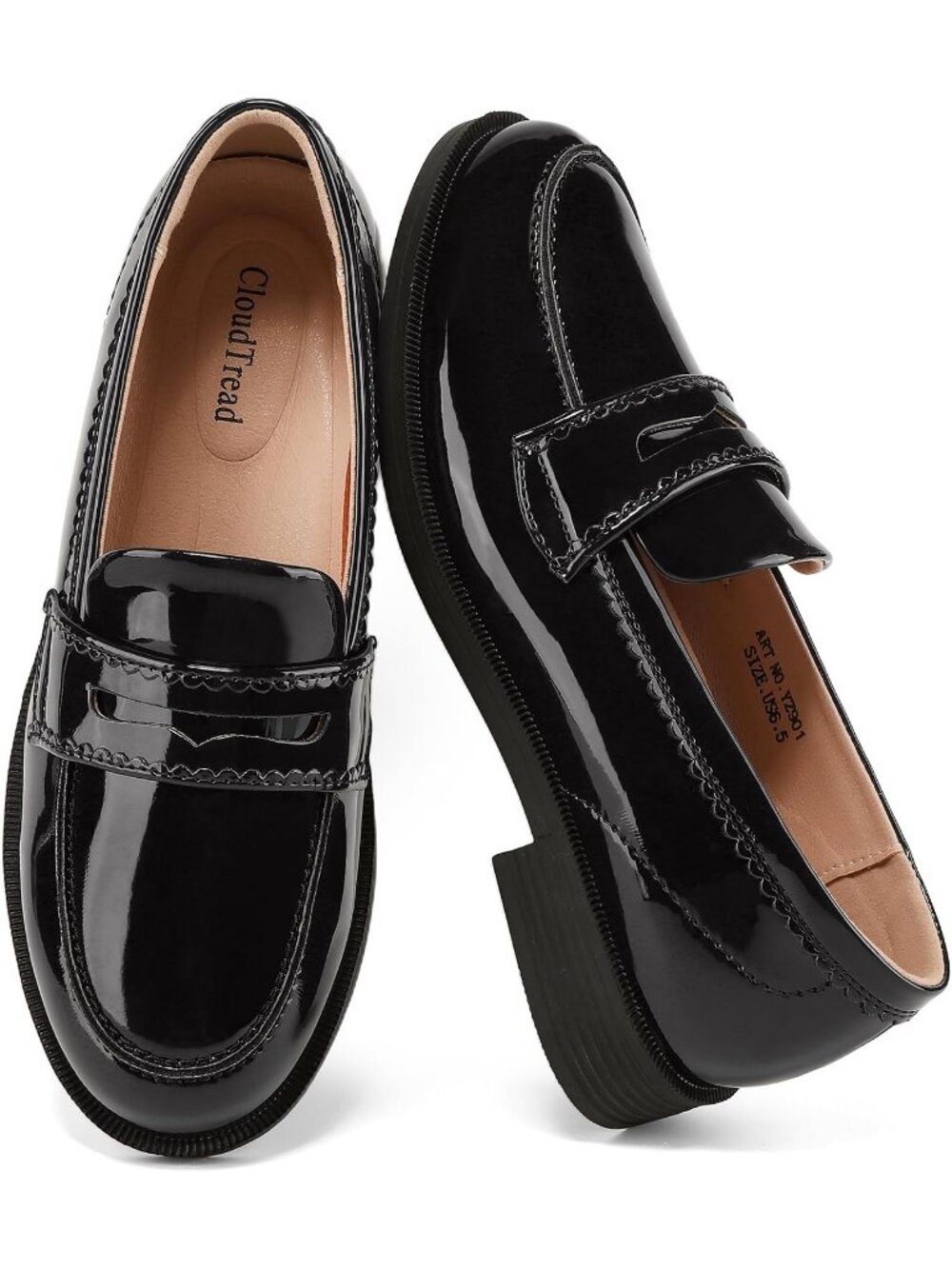Women's Black Patent Comfortable Lightweight Moccasins Loafers And Slip-on Shoes